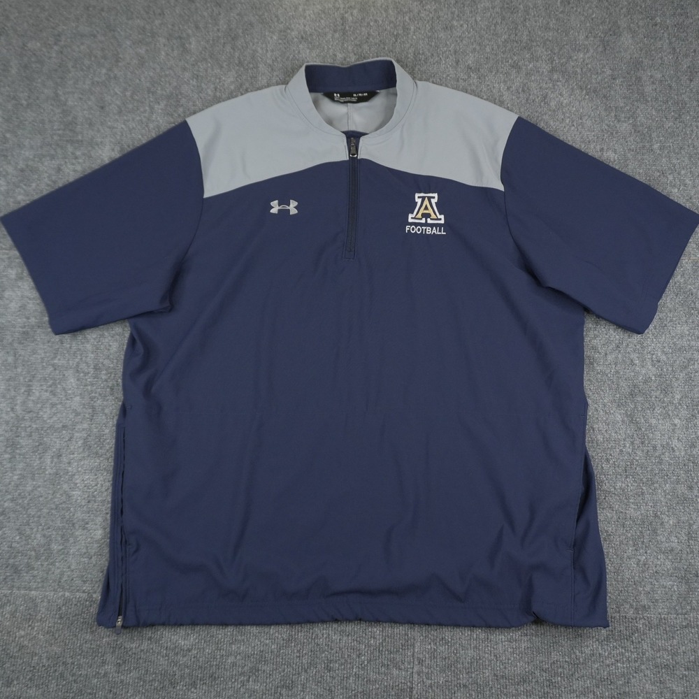 Under Armour Windbreaker Pullover Mens XL Navy Blue Allegheny Football 1/4 Zip